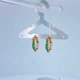 Candongas Hexagonal Esmeralda 3.1gr / 1.7cm / Oro Amarillo 18K %