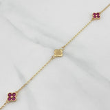 Tobillera Trebol Aro Seguido 3.75 g / 25.5 cm / 1.2 mm Oro Amarillo 18K