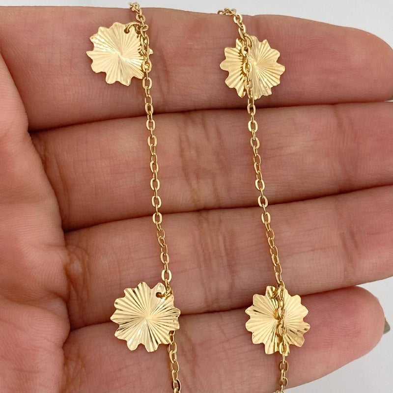 Tobillera Trebol Aro Seguido 2.25 g / 25.5 cm / 1.2 mm Oro Amarillo 18K