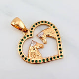 Dije Corazon Caballos 3.05 g / 3 cm Dos Oros Amarillo Blanco 18K
