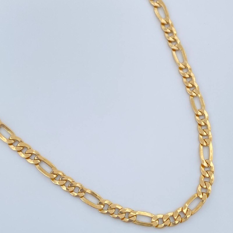 Cadena Figaro 6.5gr / 61cm / 3mm Oro Amarillo +1 18K &