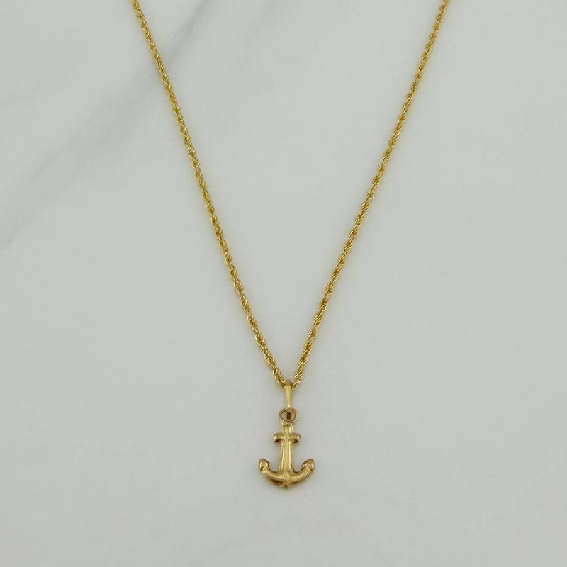Set Cadena Lazo + Dije Ancla / 1,15 gr / 45 cm Oro Amarillo 18K