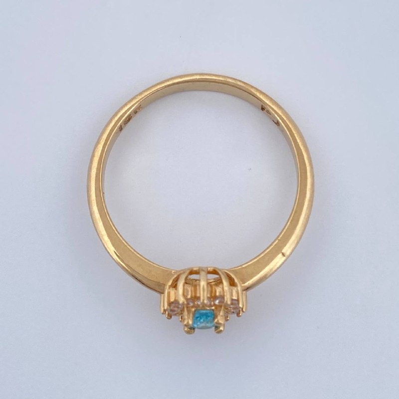 Anillo Solitario Halo Ovalado 2.55gr / T6 1/4 / Oro Amarillo 18K &