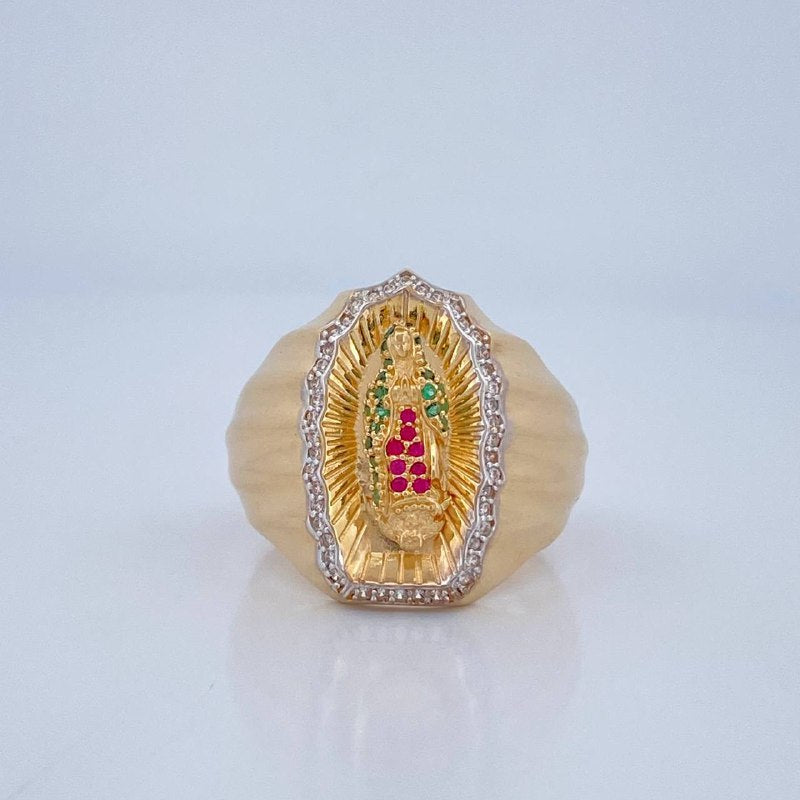 Anillo Virgen de Guadalupe 11gr / T12 1/2 / Dos Oros Amarillo Blanco 18K $