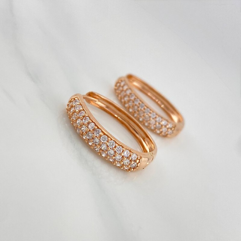 Candongas Triple Carril Ovaladas 5.65 g / 2.1 cm Oro Rosa 18K