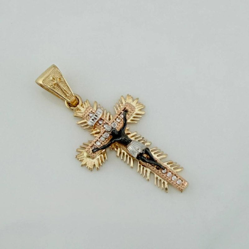 Dije Cruz Cristo Milagroso De Buga 3.95 g / 3.8 cm Tres Oros 18K