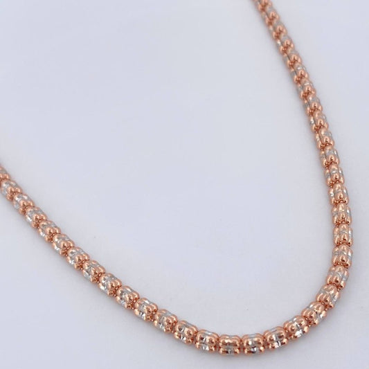 Cadena Ice 12.5gr / 61cm / Dos Oros Blanco Rosa +4 14K Italy &