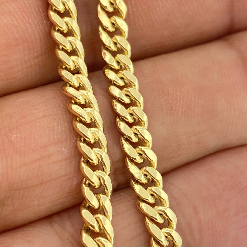 Cadena Cubana 10.05gr / 61.5cm / 4.45mm Oro Amarillo +1 14K Italy $