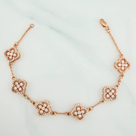 Pulso Trebol Aro Seguido 10 g / 20 cm / 1 mm Oro Rosa 18K