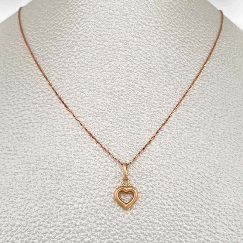Set Cadena y Dije Veneciana + Silueta Corazon 1.75gr / Oro Rosa 18K (Oferta) $