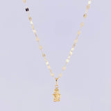 Set Cadena Flor Espejo + Dije Ángel de la Guarda / 1.25g / 45cm Oro Amarillo 18K