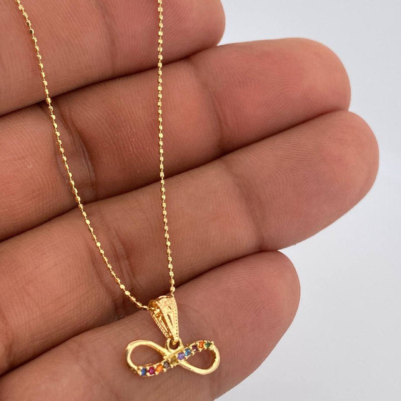 Set Cadena y Dije Militar + Infinito 2gr / Oro Amarillo 18K (Oferta) $