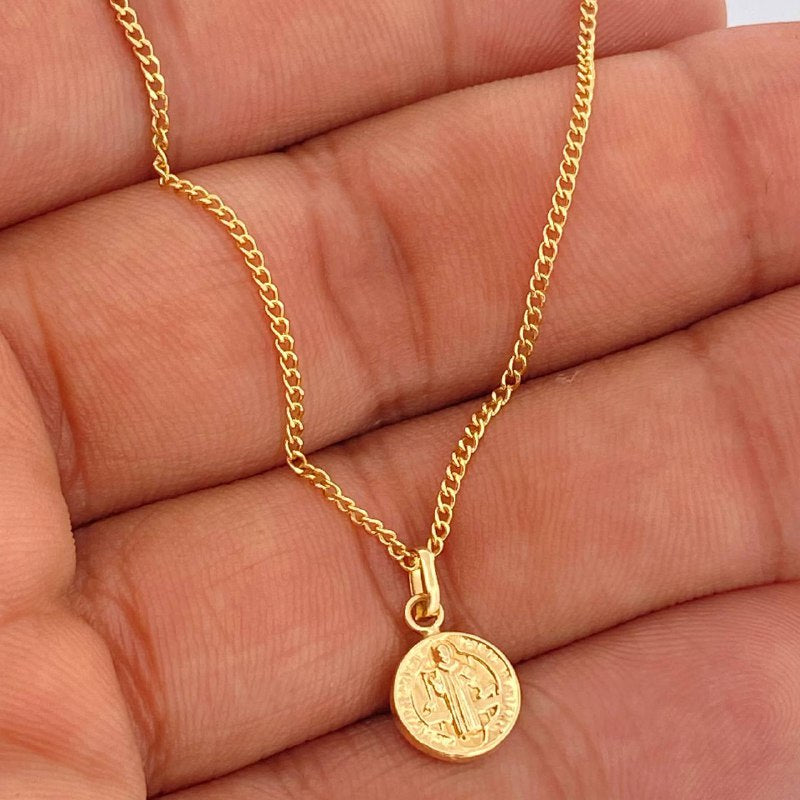 Set Cadena y Dije Mini Cubana + San Benito 1.65gr / Oro Amarillo 18K (Oferta) $