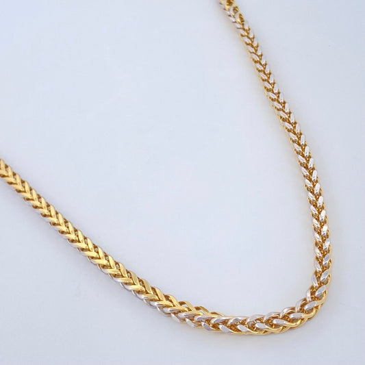 Cadena Franco 17.85gr / 60.3cm / Dos Oros Amarillo Blanco +3 18K &