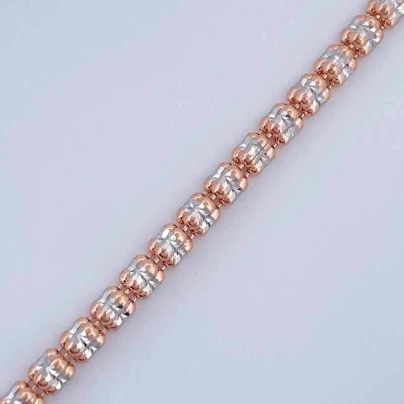 Pulso Ice 4.1gr / 18cm / Dos Oros Blanco Rosa +4 14K Italy &