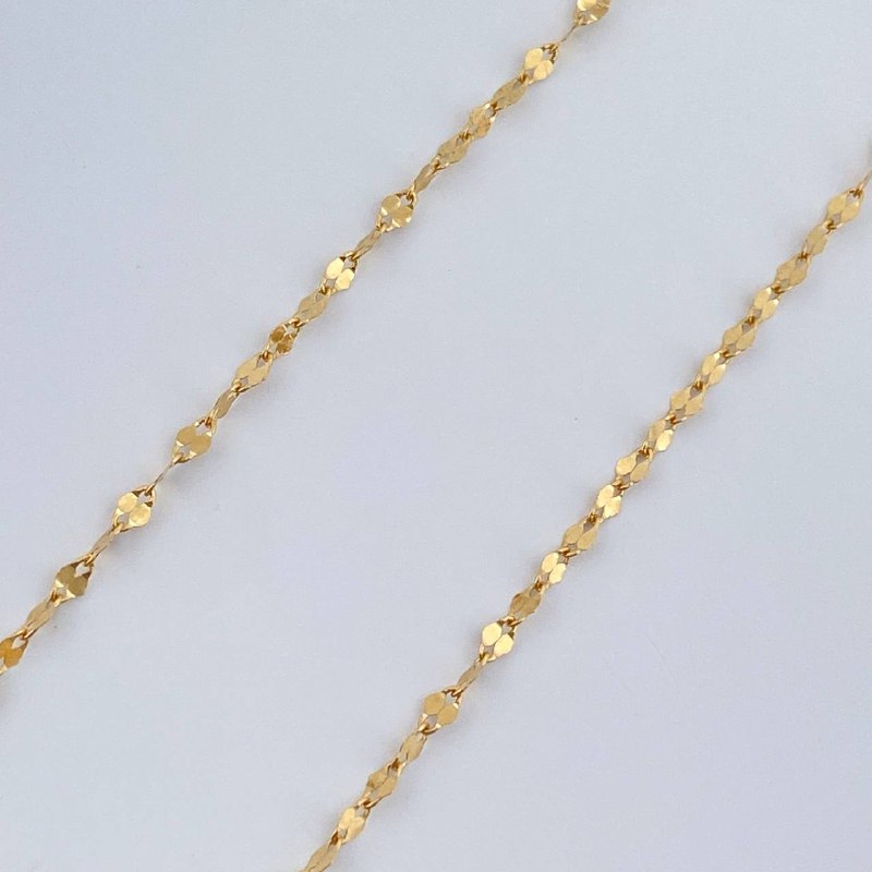 Set Cadena y Dije Flor Espejo + Corazon 1.5gr / Oro Amarillo 18K (Oferta) $