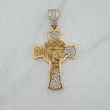 Dije Cruz Rostro Cristo 16.7 g / 6.4 cm Dos Oros Amarillo Blanco 18K
