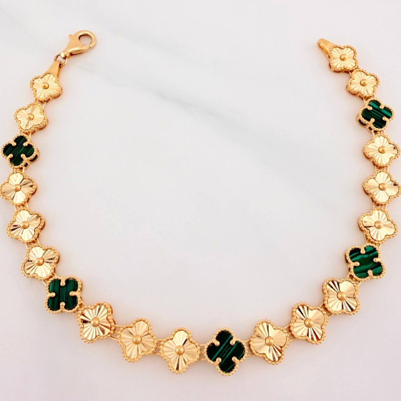 Pulso Trebol Diamantado 8.35 g / 18 cm / 7.25 mm Oro Amarillo 18K
