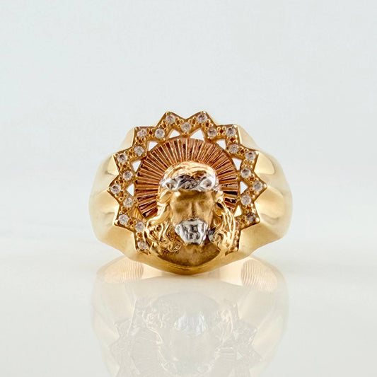 Anillo Rostro Cristo 5.95 g / T9 Tres Oros 18K