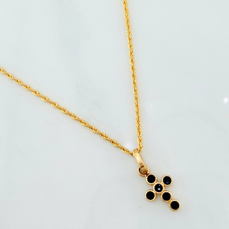 Set Cadena Lazo + Dije Cruz / 1,5 gr / 50 cm Oro Amarillo 18K
