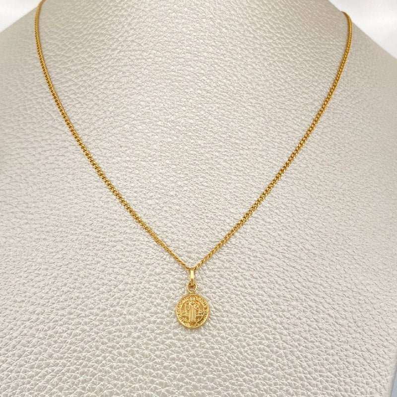 Set Cadena y Dije Mini Cubana + San Benito 1.65gr / Oro Amarillo 18K (Oferta) $