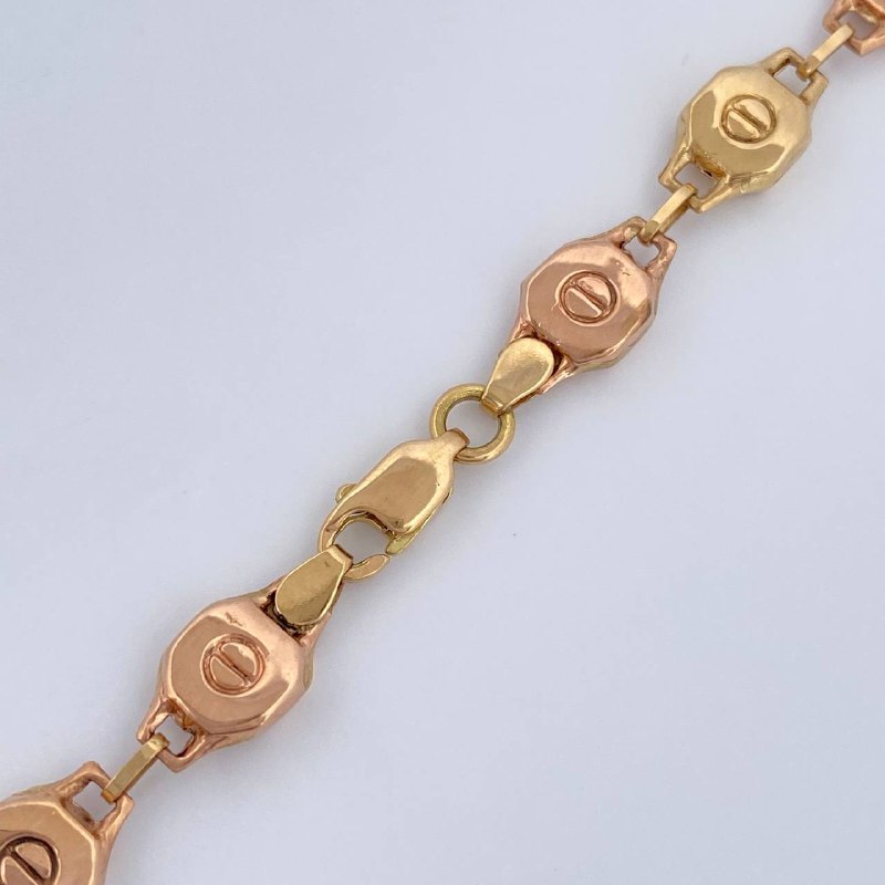 Cadena Rustica Tornillo 14.05gr / 62cm / Dos Oros Amarillo Rosa 18K &