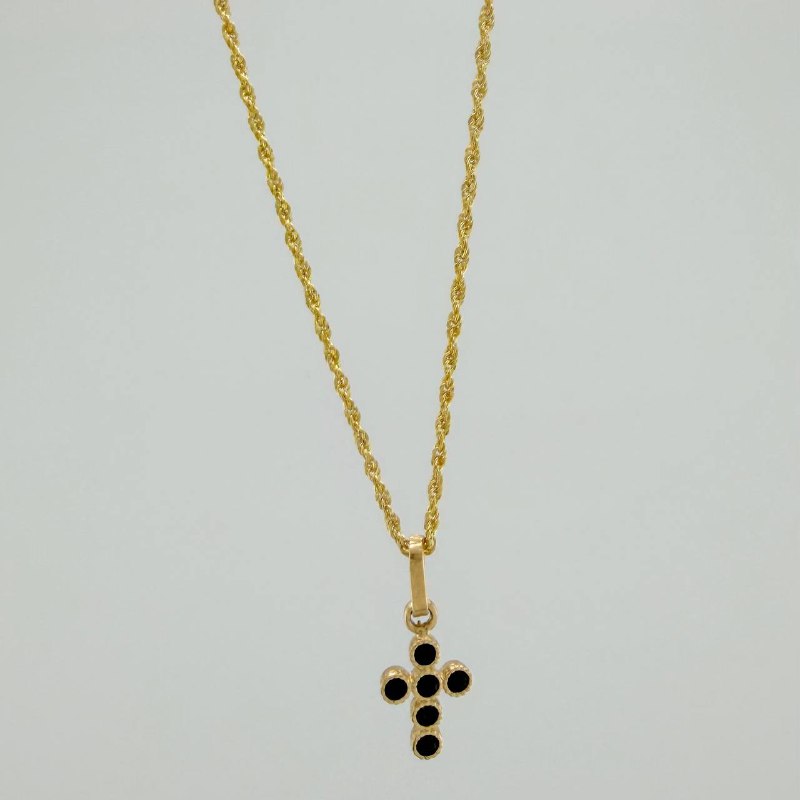Set Cadena Lazo + Dije Cruz / 1,6 gr / 50.5 cm Oro Amarillo 18K