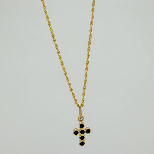 Set Cadena Lazo + Dije Cruz / 1,6 gr / 50.5 cm Oro Amarillo 18K