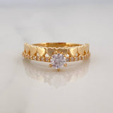 Anillo Solitario Carril Corazones 2.45 g / T6 1/4 Oro Amarillo 18K