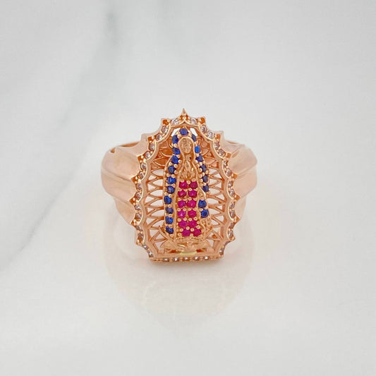 Anillo Virgen De Guadalupe 6.4 g / T7 1/2 Oro Rosa 18K