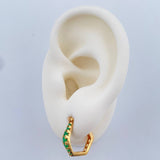 Candongas Hexagonal Esmeralda 3.1gr / 1.7cm / Oro Amarillo 18K %