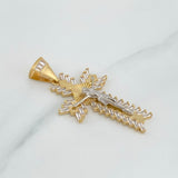 Dije Cruz Cristo 7.6 g / 5.2 cm Dos Oros Amarillo Blanco 18K