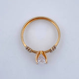 Anillo Solitario Tres Rayas 1.4gr / T6 1/2 / Dos Oros Amarillo Blanco 18K &