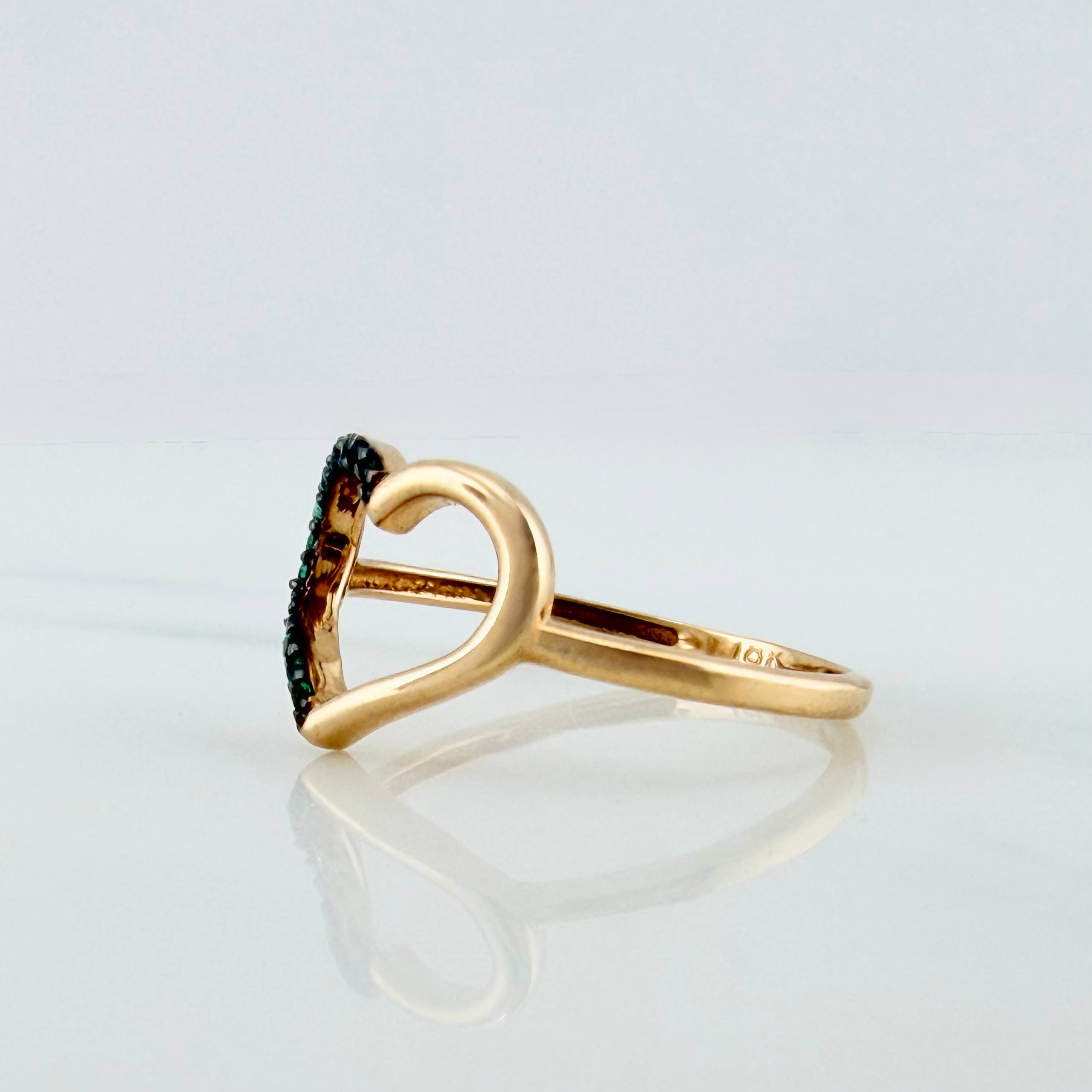 Anillo Silueta Corazon 1.45 g / T5 3/4 Dos Oros Negro Amarillo 18K
