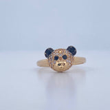 Anillo Rostro Oso 2.1gr / T6 1/4 / Dos Oros Negro Amarillo 18K &