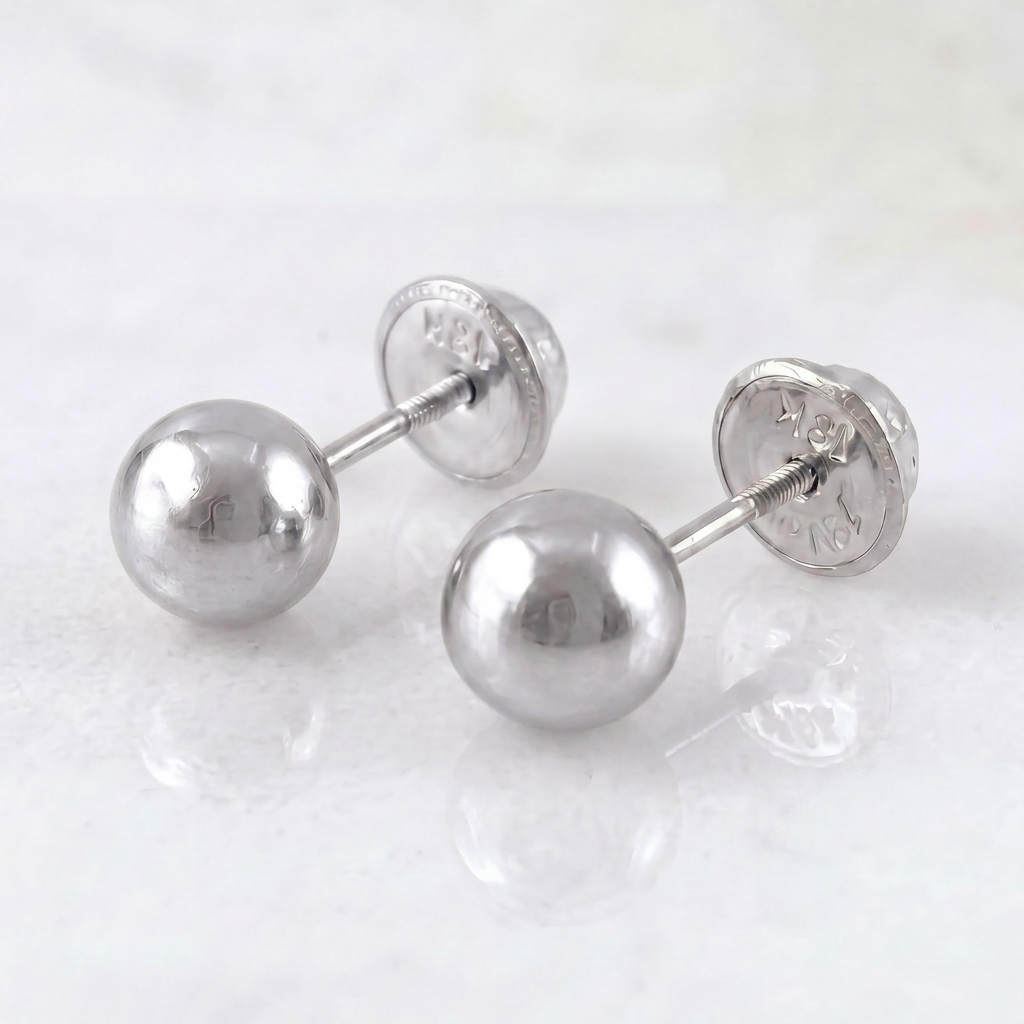 Topos Bola 8mm 0.85gr / Lisa Oro Blanco 18K