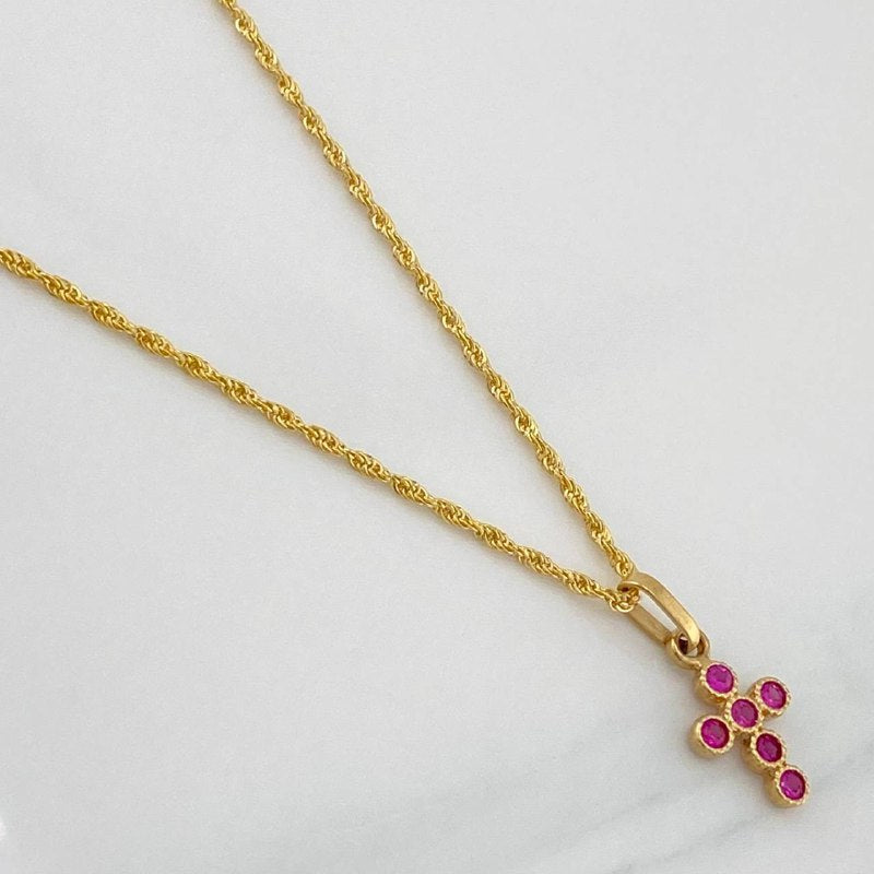 Set Cadena Lazo + Dije Cruz / 1,65 gr / 50.5 cm Oro Amarillo 18K