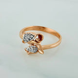 Anillo Rosas 2.7gr / T7 1/4 / 2.2cm / Dos Oros Blanco Rosa 18K
