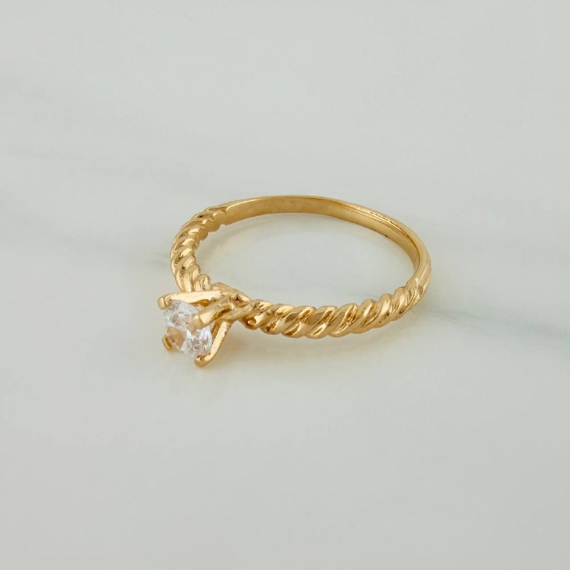 Anillo Solitario Trenzado 2.35gr / T7 1/4 / 2.4cm / Oro Amarillo 18K $