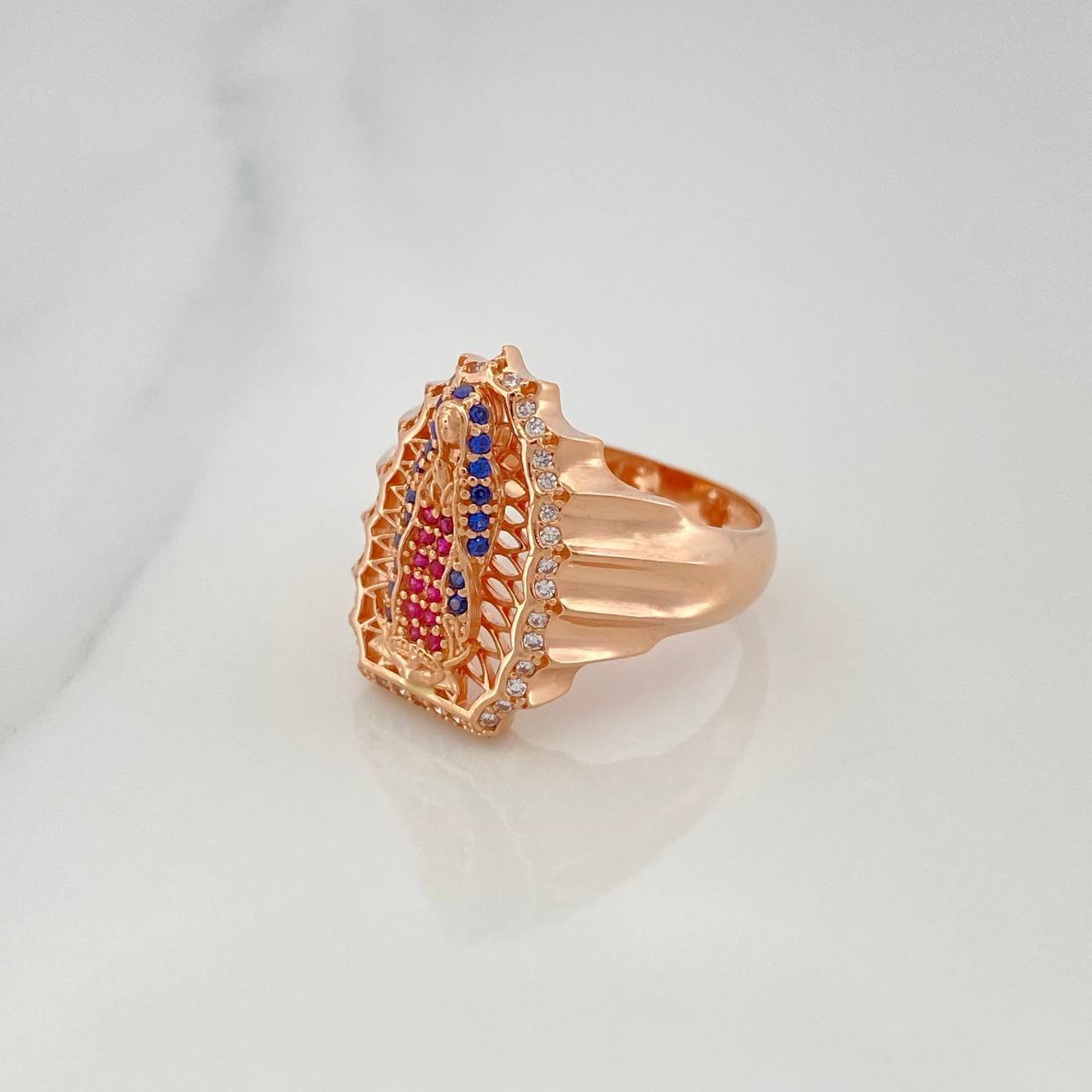 Anillo Virgen De Guadalupe 6.4 g / T7 1/2 Oro Rosa 18K