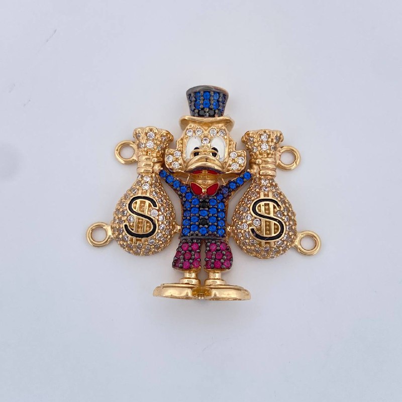 Herraje Pato Bolsas De Dinero 9.25gr / 3cm / Dos Oros Negro Amarillo 18K $