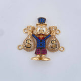 Herraje Pato Bolsas De Dinero 9.25gr / 3cm / Dos Oros Negro Amarillo 18K $