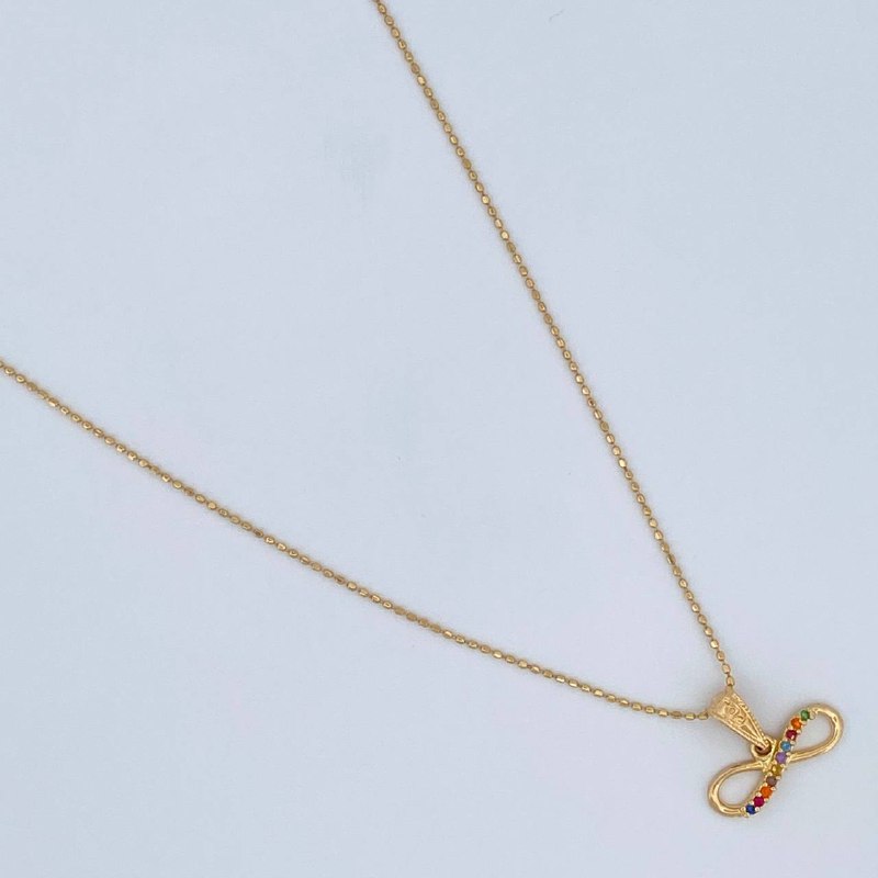 Set Cadena y Dije Militar + Infinito 2gr / Oro Amarillo 18K (Oferta) $