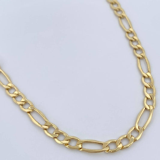 Cadena Figaro 6.45gr / 61cm / Oro Amarillo +1 14K Italy &