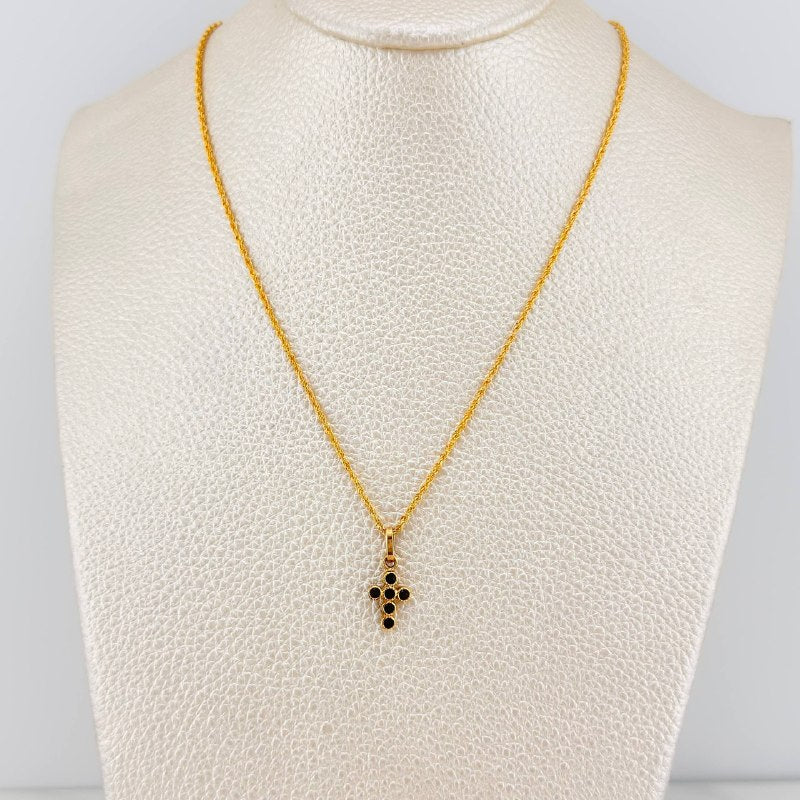 Set Cadena Lazo + Dije Cruz / 1,5 gr / 50 cm Oro Amarillo 18K