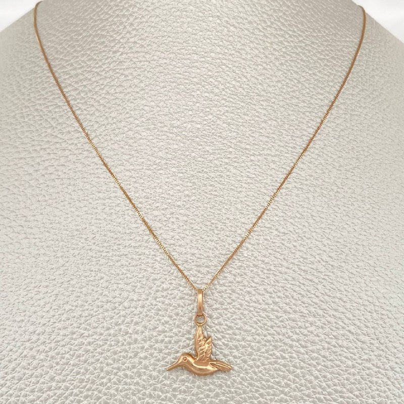 Set Cadena y Dije Veneciana + Colibri 1.45gr / Oro Rosa 18K (Oferta) $