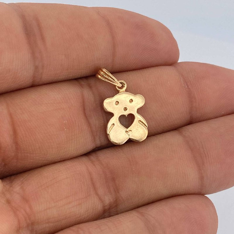 Dije Oso Corazon 1.3gr / 2cm / Dos Oros Amarillo Rosa 18K &