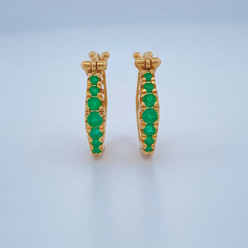 Candongas Hexagonal Esmeralda 3.1gr / 1.7cm / Oro Amarillo 18K %