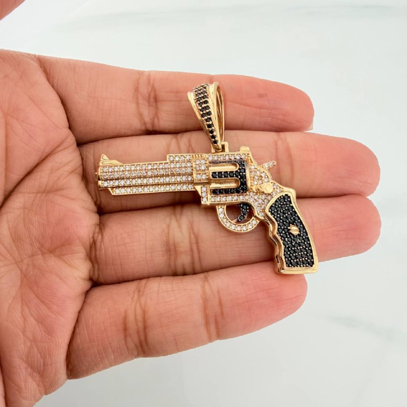 Dije Pistola 9.8 g / 4.2 cm Dos Oros Negro Amarillo 18K