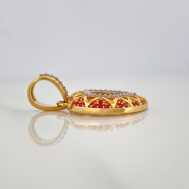 Dije Corazon 3.7 g / 2.6 cm Dos Oros Amarillo Blanco 18K